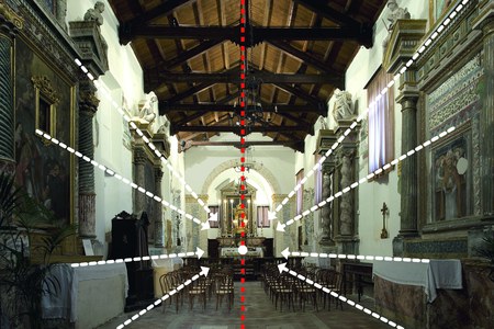 View from the entrance of the Church of the Blessed Sacrament