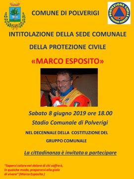 Intitolazione sede protezione civile a Marco Esposito 2019