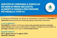 Servizio di consegna a domicilio di medicinali e beni di prima necessità